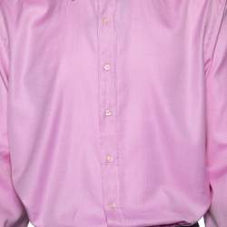 Etro Pink Cotton Contrast Detail Button Front Shirt 4XL