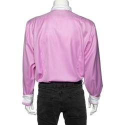 Etro Pink Cotton Contrast Detail Button Front Shirt 4XL