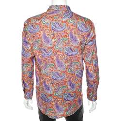 Pre Owned Etro Multicolor Paisley Printed Cotton Button Front Shirt XXL