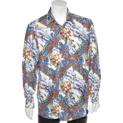 Etro Multicolored Printed Cotton & Silk Button Front Shirt XL