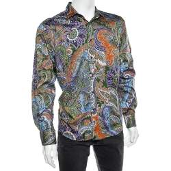 Pre Owned Etro Multicolored Paisley Print Cotton Button Front Shirt XXL