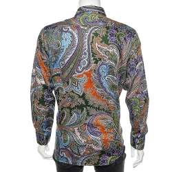 Pre Owned Etro Multicolored Paisley Print Cotton Button Front Shirt XXL