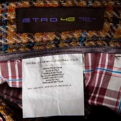 مملوكة مسبقًا Etro Brown Checkered Wool Tapered Leg Pants M