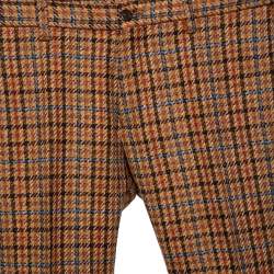 مملوكة مسبقًا Etro Brown Checkered Wool Tapered Leg Pants M