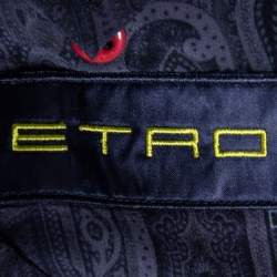 Pre Owned جاكيت بليزر ايترو نيو جيرسي صوف جاكار بايزلي أزرق كحلي مقاس وسط (ميديوم)