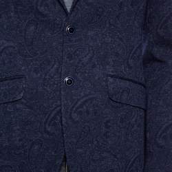 Pre Owned جاكيت بليزر ايترو نيو جيرسي صوف  جاكار بايزلي أزرق كحلي مقاس وسط (ميديوم)