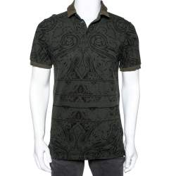 Etro Green Paisley Printed Cotton Pique Polo T-Shirt S