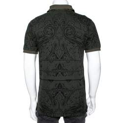 Etro Green Paisley Printed Cotton Pique Polo T-Shirt S