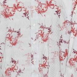 Pre Owned Etro White Printed Contrast Trim Detail Cotton Button Front Shirt 4XL