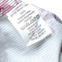 Pre Owned Etro White Printed Contrast Trim Detail Cotton Button Front Shirt 4XL