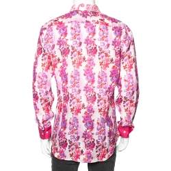 مملوكة مسبقًا Etro Multicolor Floral Printed Linen Long Sleeve Button Front Shirt L