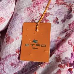 مملوكة مسبقًا Etro Multicolor Floral Printed Linen Long Sleeve Button Front Shirt L