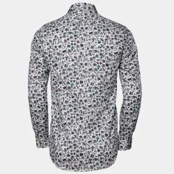 Pre Owned Etro Off White Floral Printed Cotton Button Front Shirt S