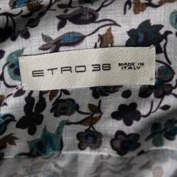 Pre Owned Etro Off White Floral Printed Cotton Button Front Shirt S