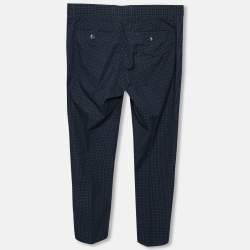 Pre Owned Etro Blue Checked Cotton Tapered Pants S
