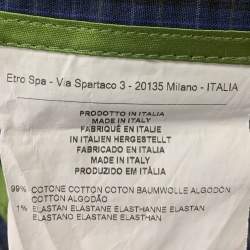 Pre Owned Etro Blue Checked Cotton Tapered Pants S
