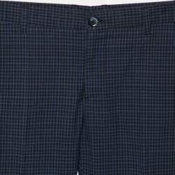 Pre Owned Etro Blue Checked Cotton Tapered Pants S