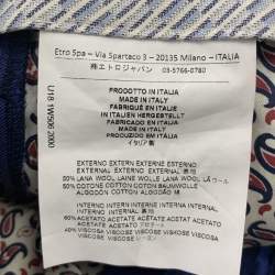 Pre Owned Etro Blue Textured Satin Trim Detailed Tapered Pants S