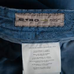 Pre Owned Etro Blue Linen Tapered Pants S