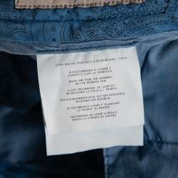 Pre Owned Etro Blue Linen Tapered Pants S