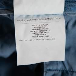 Pre Owned Etro Blue Linen Tapered Pants S