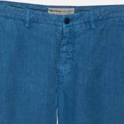 Pre Owned Etro Blue Linen Tapered Pants S