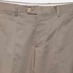 Pre Owned Etro Taupe Cotton Tapered Pants S