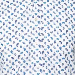 Pre Owned Etro White & Blue Paisley Printed Cotton Button Front Shirt S