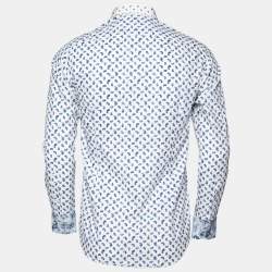 Pre Owned Etro White & Blue Paisley Printed Cotton Button Front Shirt S