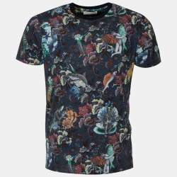 Pre Owned Etro Navy Blue Printed Cotton Short Sleeve T-Shirt M
