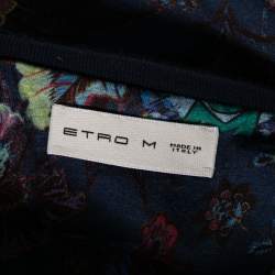 Pre Owned Etro Navy Blue Printed Cotton Short Sleeve T-Shirt M