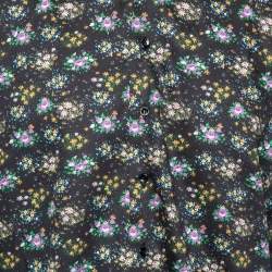 مملوكة مسبقًا Etro Midnight Blue Floral Printed Cotton Contrast Collar & Cuff Detail Shirt M