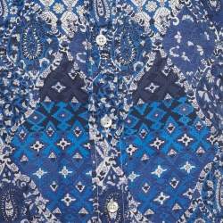 Pre Owned قميص إيترو قطن مطبوع بايزلي أزرق أزرار أمامية مقاس كبير جداً جداً (اكس اكس لارج)