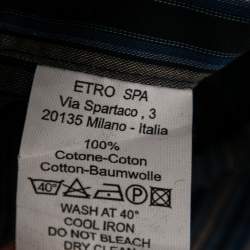 Pre Owned Etro Blue Striped Cotton Button Front Shirt S