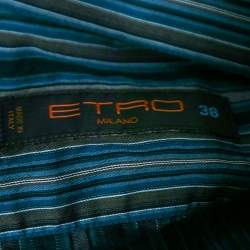 Pre Owned Etro Blue Striped Cotton Button Front Shirt S