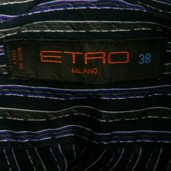 Pre Owned Etro Purple Striped Cotton Button Front Shirt S