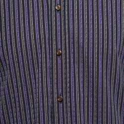 Pre Owned Etro Purple Striped Cotton Button Front Shirt S