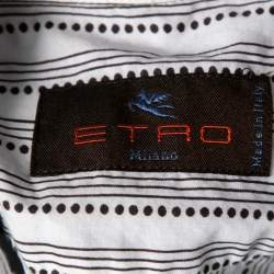 Pre Owned Etro Off White Prinred Cotton Button Front Shirt M