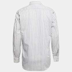 Pre Owned Etro Off White Prinred Cotton Button Front Shirt M