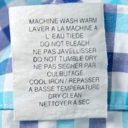 مملوكة مسبقًا Etro Blue Checked Cotton Button Front Shirt M