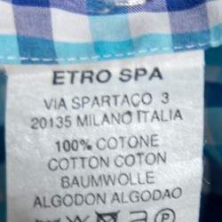 مملوكة مسبقًا Etro Blue Checked Cotton Button Front Shirt M