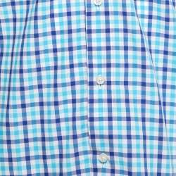 مملوكة مسبقًا Etro Blue Checked Cotton Button Front Shirt M