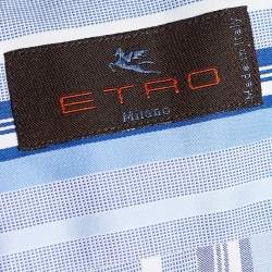 مملوكة مسبقًا Etro Blue Striped Cotton Button Front Shirt L