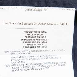 Pre Owned قميص إيترو قطن أزرق كحلي تطريز وزخرفة يدوية بأزرار أمامية مقاس كبير - لارج