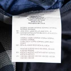 Pre Owned بذلة إيترو قطن وصوف كاروهات أزرق بصف أزرار مقاس كبير جدًا جدًا جدًا - إكس إكس إكس لارج