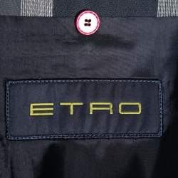 Pre Owned بذلة إيترو قطن وصوف كاروهات أزرق بصف أزرار مقاس كبير جدًا جدًا جدًا - إكس إكس إكس لارج