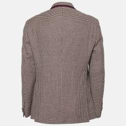 Pre Owned Etro Burgundy Patterned Jacquard Wool Single-Breasted Blazer XL