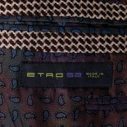 Pre Owned Etro Burgundy Patterned Jacquard Wool Single-Breasted Blazer XL