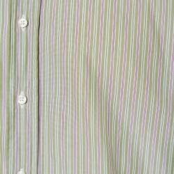 Etro Green Striped Cotton Button Front Shirt L