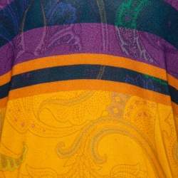 Pre Owned Etro Multicolor Paisley Printed Cotton V-Neck Sweater 2XL